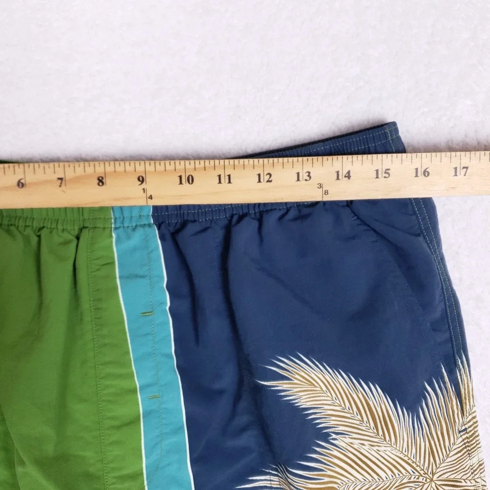 Tommy Bahama Swim Trunks M Colorblock Green Blue Palm Tree Board Shorts‎